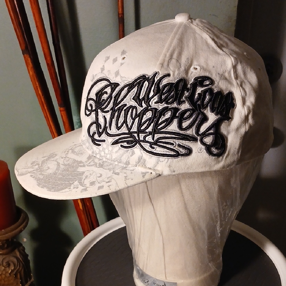 West Coast Choppers Men's White Cap with Black Embroidery